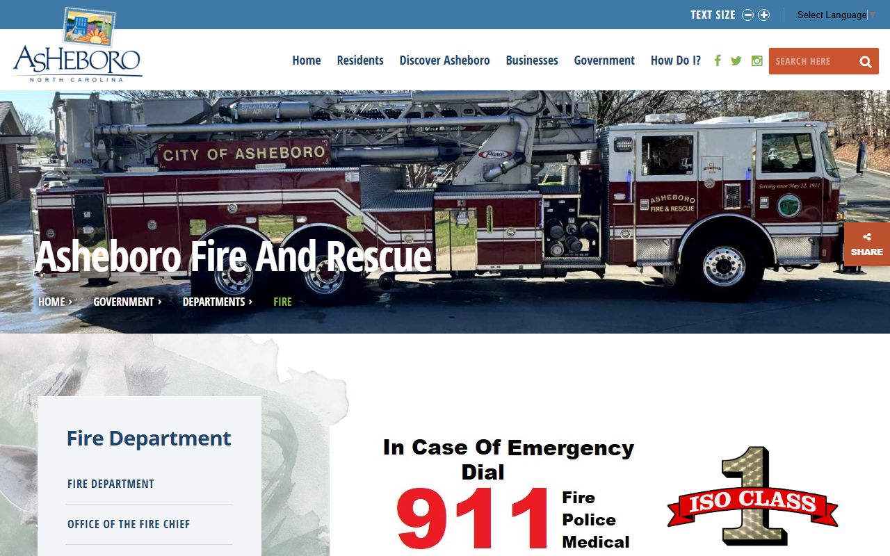 Asheboro phone numbers fire department page